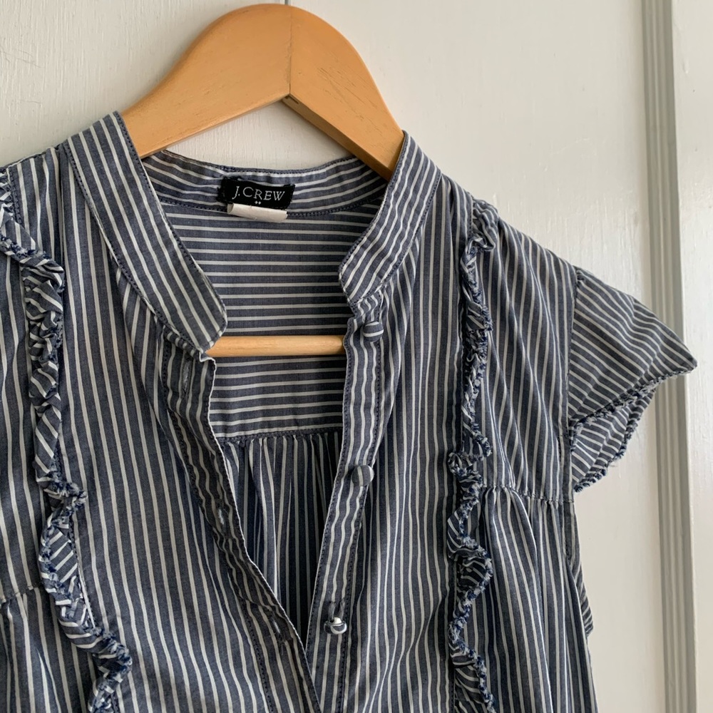 J. crew | cotton sundress w/ pinstripes + ruffles